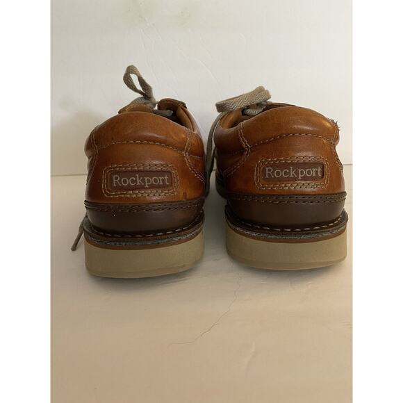 Mens Rockport Brown Leather Sz 10 Tie Trutech Full Arch Support Vibram Oxford - Picture 5 of 10